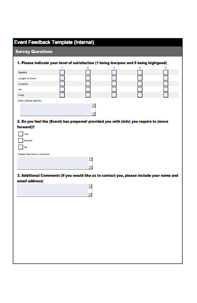 event internal feedback form template