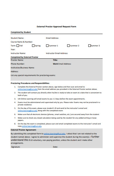 external proctor approval request form