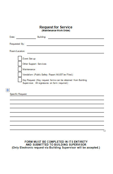 facilities services work order form