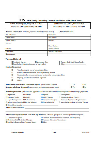 Free 47 Sample Counseling Referral Forms In Pdf Ms Word Doc 3875