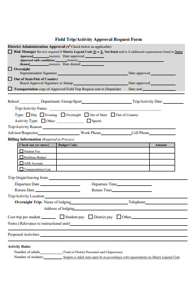field trip approval request form