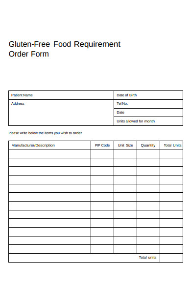 sample order form template