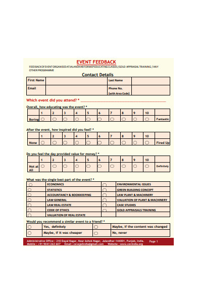 formal event feedback form template