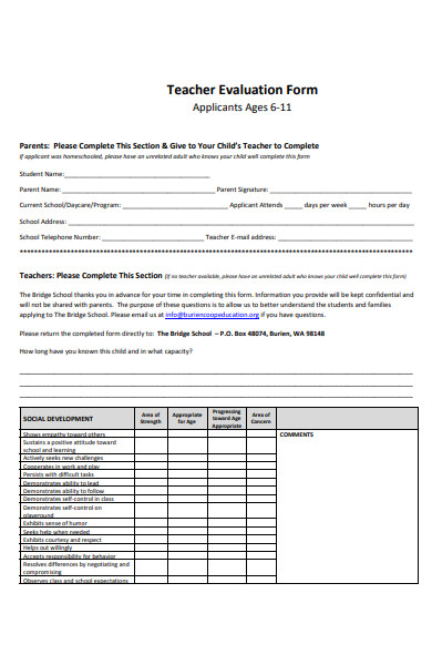 formal teacher evaluation form in pdf