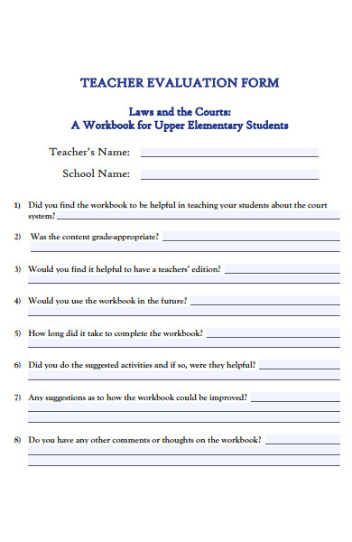 FREE 32+ Teachers Evaluation Forms in PDF | Ms Word