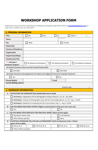 formal workshop registration form in pdf