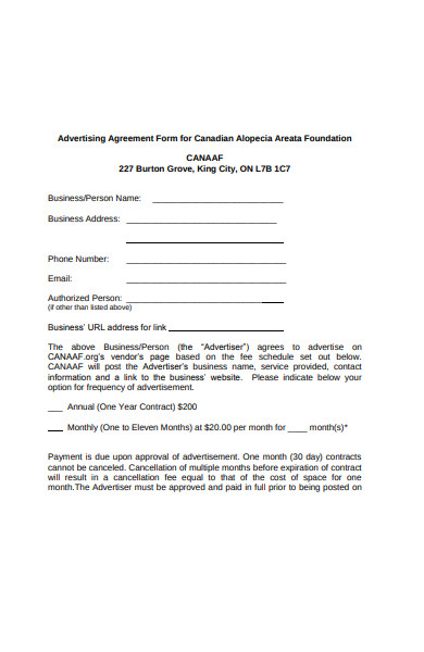 foundation advertising agreement form