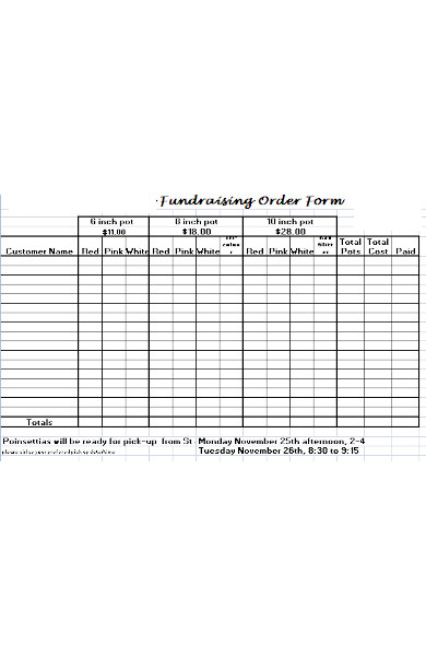 fundraising application order form
