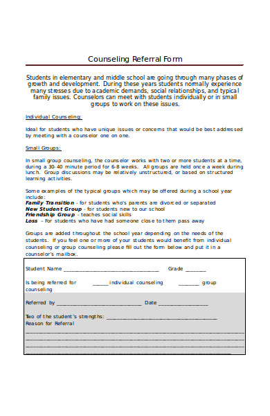 general counseling referral form