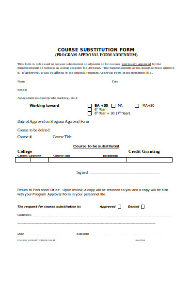 general course substitution form