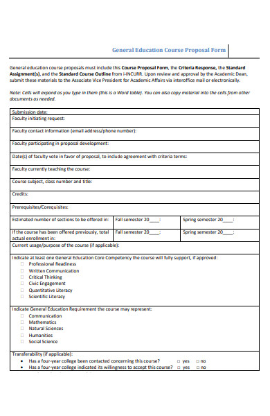 general education course proposal form
