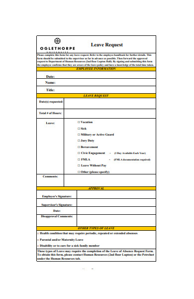 FREE 23+ Employee Leave Request Forms in PDF | MS Word| XLS