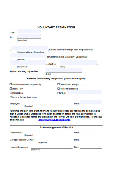 FREE 29+ Employee Resignation Form Samples, PDF, MS Word, Google Docs