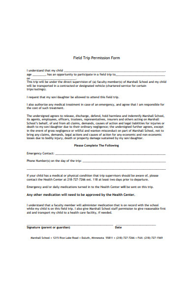 general field trip permission form