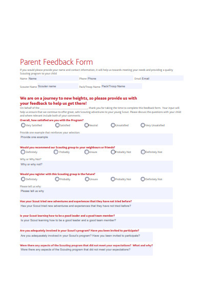 general parent feedback form in pdf