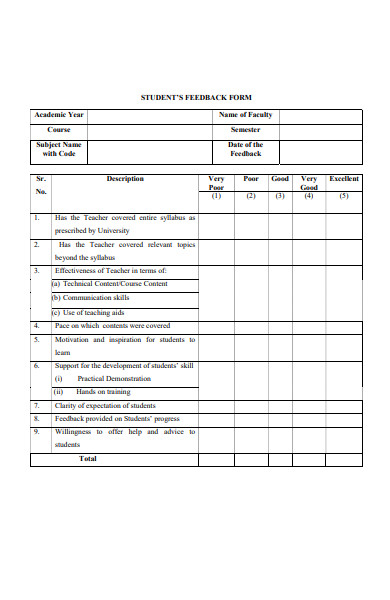 general student feedback form