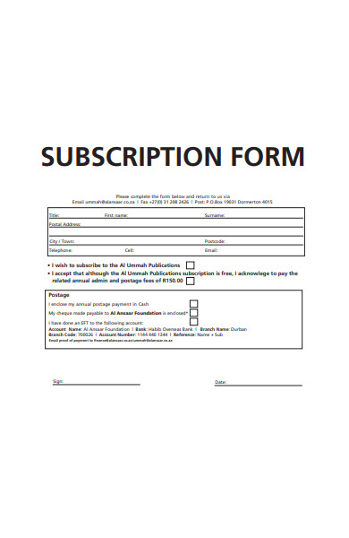 general subscription form in pdf