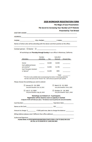 general workshop registration form in pdf