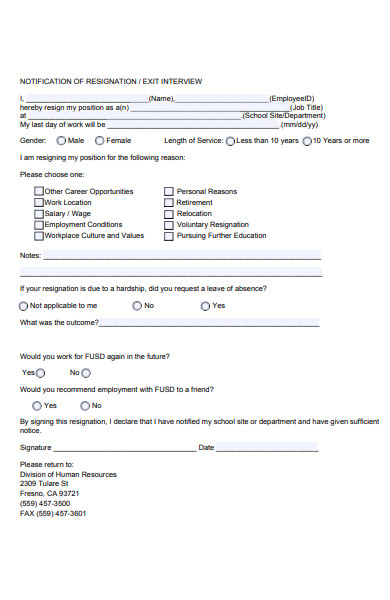 government employee resignation form