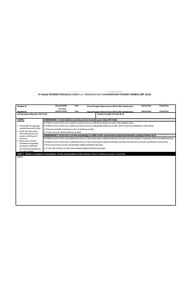 grade student progress report form