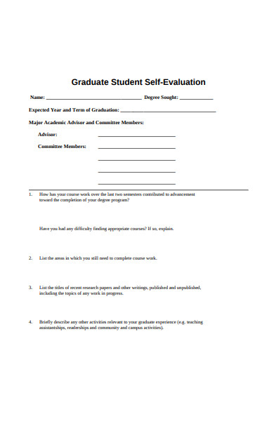 graduate student self evaluation form