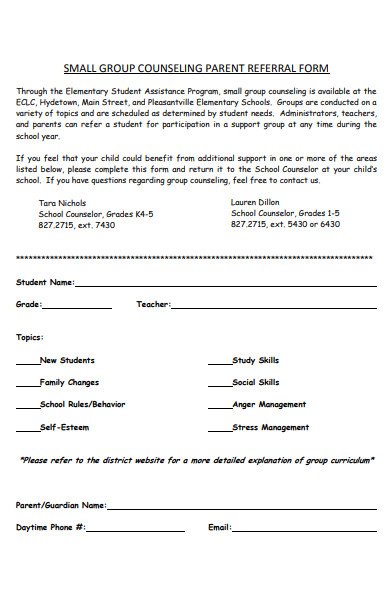 Free 47 Sample Counseling Referral Forms In Pdf Ms Word Doc 8238
