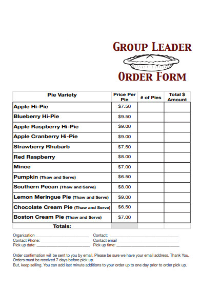 group fundraising order form