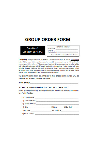 group ticket order form template