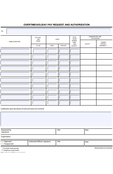 holiday authorization request form