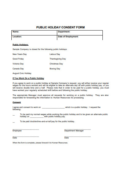 holiday consent request form