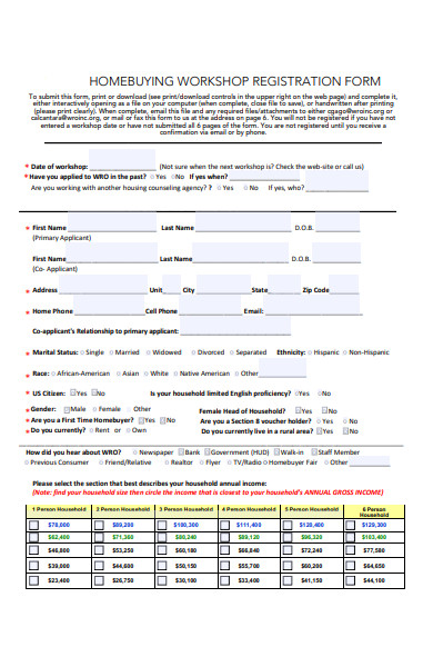 home buying workshop registration form