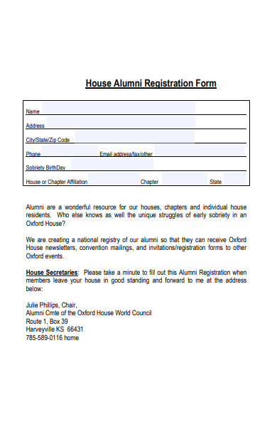 house alumni registration form