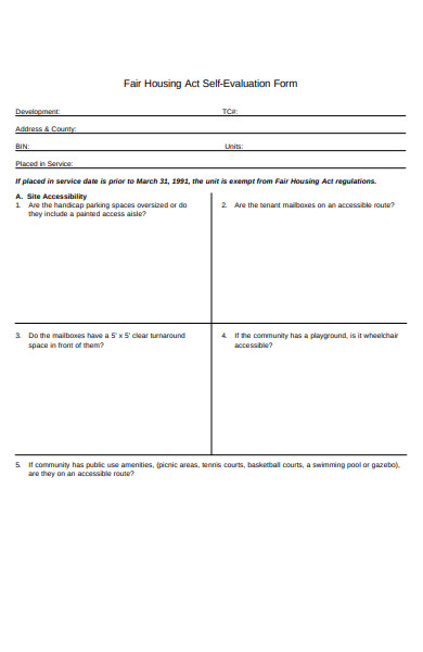 housing act self evaluation form
