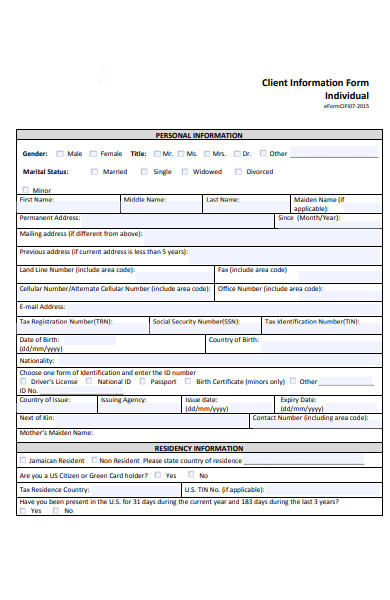 individual customer information form