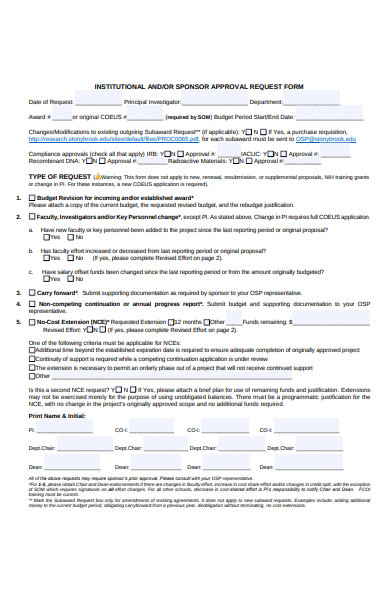 institutional sponsor approval request form