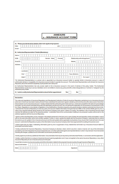 insurance account form