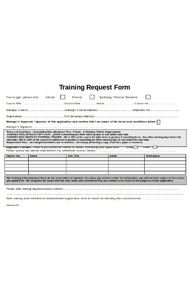 internal training course request form