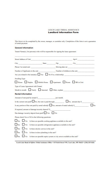 landlord information form