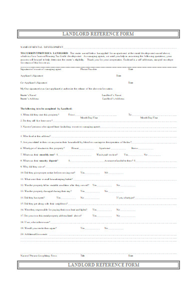 landlord reference form