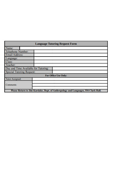 language tutoring request form