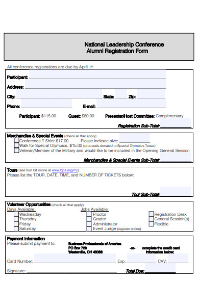 leadership conference alumni registration form