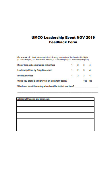 leadership event feedback form