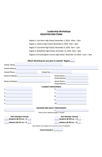leadership workshop registration form