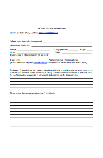 literature approval request form