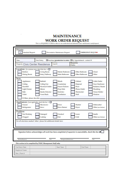 maintenance work order request form