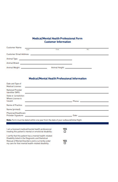 medical customer information form
