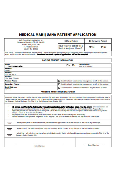 medical patient application form