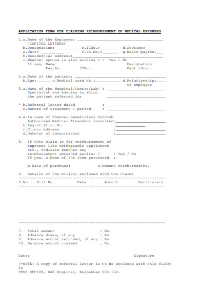 medical reimbursement application form