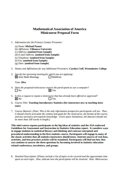 mini course proposal form