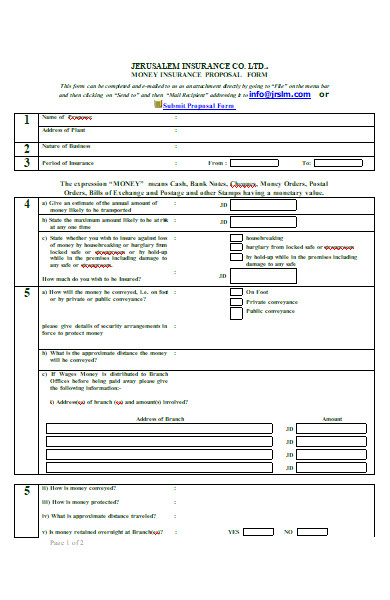 money insurance proposal form